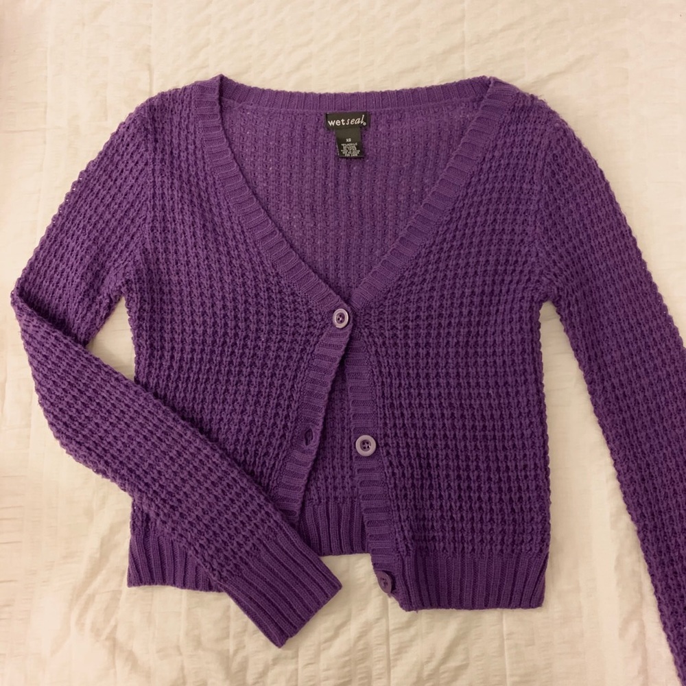 wet seal purple knit cardigan/sweater
